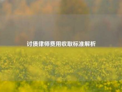 讨债律师费用收取标准解析