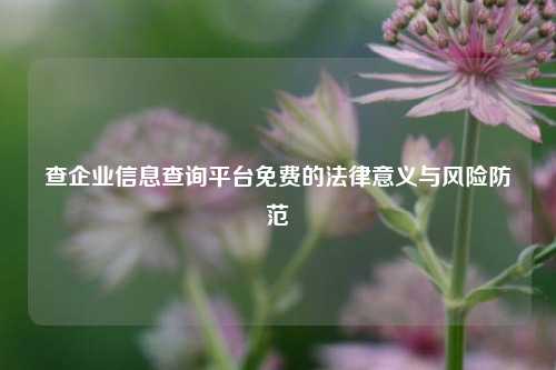 查企业信息查询平台免费的法律意义与风险防范