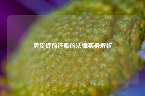 房贷提前还款的法律实务解析