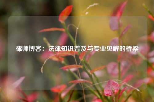 律师博客:法律知识普及与专业见解的桥梁