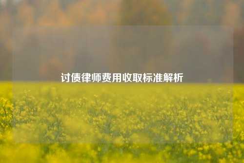 讨债律师费用收取标准解析
